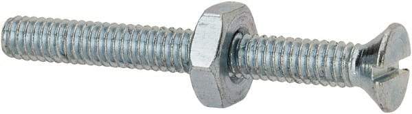 Value Collection - #8-32 UNC, 1-1/2" OAL Slotted Drive Machine Screw - Flat Head, Grade 2 Steel, Zinc-Plated Finish, Without Washer - Eagle Tool & Supply