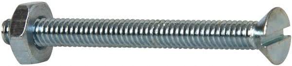Value Collection - #8-32 UNC, 1-3/4" OAL Slotted Drive Machine Screw - Flat Head, Grade 2 Steel, Zinc-Plated Finish, Without Washer - Eagle Tool & Supply
