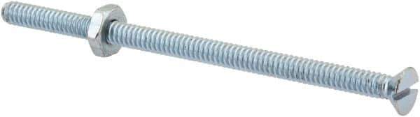 Value Collection - #10-24 UNC, 3-1/2" OAL Slotted Drive Machine Screw - Flat Head, Grade 2 Steel, Zinc-Plated Finish, Without Washer - Eagle Tool & Supply