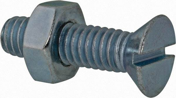 Value Collection - 5/16-18 UNC, 1-1/4" OAL Slotted Drive Machine Screw - Flat Head, Grade 2 Steel, Zinc-Plated Finish, Without Washer - Eagle Tool & Supply