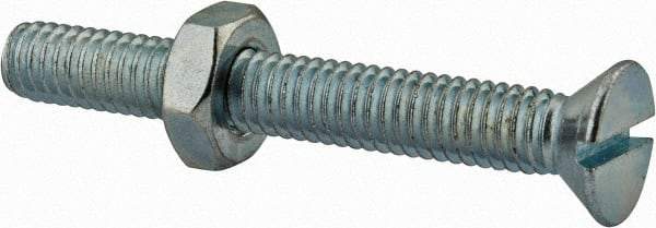 Value Collection - 5/16-18 UNC, 2-1/2" OAL Slotted Drive Machine Screw - Flat Head, Grade 2 Steel, Zinc-Plated Finish, Without Washer - Eagle Tool & Supply