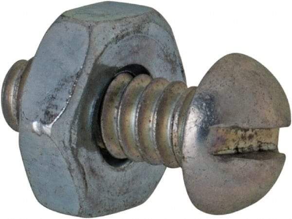Value Collection - #6-32 UNC, 3/8" Length Under Head Slotted Drive Machine Screw - Round Head, Grade 2 Steel, Zinc-Plated Finish, Without Washer - Eagle Tool & Supply