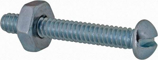 Value Collection - #6-32 UNC, 1" Length Under Head Slotted Drive Machine Screw - Round Head, Grade 2 Steel, Zinc-Plated Finish, Without Washer - Eagle Tool & Supply