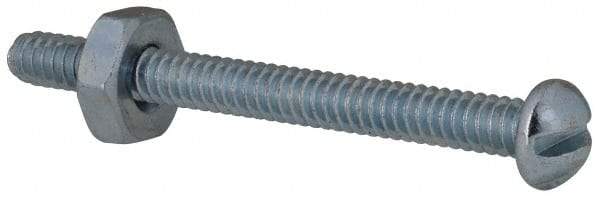 Value Collection - #6-32 UNC, 1-1/2" Length Under Head Slotted Drive Machine Screw - Round Head, Grade 2 Steel, Zinc-Plated Finish, Without Washer - Eagle Tool & Supply