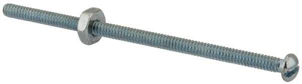 Value Collection - #6-32 UNC, 3" Length Under Head Slotted Drive Machine Screw - Round Head, Grade 2 Steel, Zinc-Plated Finish, Without Washer - Eagle Tool & Supply