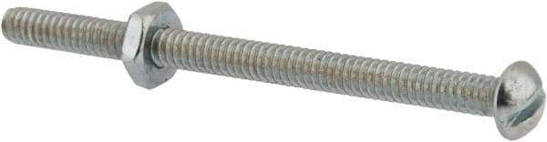 Value Collection - #10-24 UNC, 2-3/4" Length Under Head Slotted Drive Machine Screw - Round Head, Grade 2 Steel, Zinc-Plated Finish, Without Washer - Eagle Tool & Supply