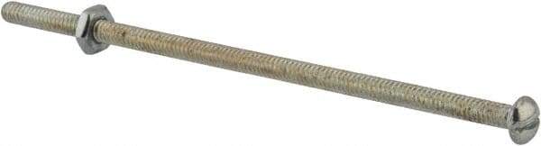 Value Collection - #10-24 UNC, 5" Length Under Head Slotted Drive Machine Screw - Round Head, Grade 2 Steel, Zinc-Plated Finish, Without Washer - Eagle Tool & Supply