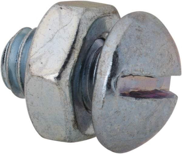 Value Collection - 5/16-18 UNC, 1/2" Length Under Head Slotted Drive Machine Screw - Round Head, Grade 2 Steel, Zinc-Plated Finish, Without Washer - Eagle Tool & Supply