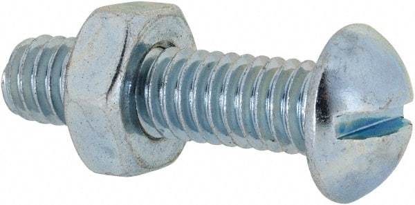 Value Collection - 5/16-18 UNC, 1-1/4" Length Under Head Slotted Drive Machine Screw - Round Head, Grade 2 Steel, Zinc-Plated Finish, Without Washer - Eagle Tool & Supply