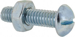 Value Collection - 5/16-18 UNC, 1-1/4" Length Under Head Slotted Drive Machine Screw - Round Head, Grade 2 Steel, Zinc-Plated Finish, Without Washer - Eagle Tool & Supply