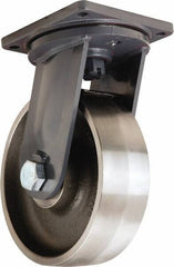 Hamilton - 12" Diam x 4" Wide x 15-1/2" OAH Top Plate Mount Swivel Caster - Forged Steel, 20,000 Lb Capacity, Tapered Roller Bearing, 8-1/2 x 8-1/2" Plate - Eagle Tool & Supply