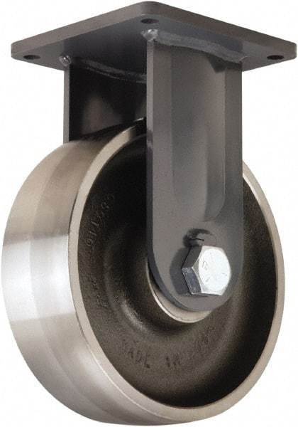 Hamilton - 12" Diam x 4" Wide x 15-1/2" OAH Top Plate Mount Rigid Caster - Forged Steel, 20,000 Lb Capacity, Tapered Roller Bearing, 8-1/2 x 8-1/2" Plate - Eagle Tool & Supply