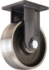 Hamilton - 12" Diam x 4" Wide x 15-1/2" OAH Top Plate Mount Rigid Caster - Forged Steel, 20,000 Lb Capacity, Tapered Roller Bearing, 8-1/2 x 8-1/2" Plate - Eagle Tool & Supply