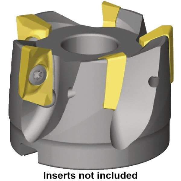 Kennametal - 9 Inserts, 80mm Cut Diam, 27mm Arbor Diam, 14.2mm Max Depth of Cut, Indexable Square-Shoulder Face Mill - 0/90° Lead Angle, 50mm High, ED.T 1404.. Insert Compatibility, Through Coolant, Series Mill 1-14 - Eagle Tool & Supply