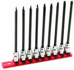 9 Piece - T8; T9; T10; T15; T20; T25; T27; T30; T40 - 6" OAL - 3/8" Drive Torx Bit Socket Set - Eagle Tool & Supply