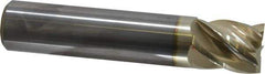 Accupro - 1", 1-1/4" LOC, 1" Shank Diam, 5" OAL, 5 Flute, Solid Carbide Square End Mill - Single End, ZrN Finish, Spiral Flute, 37° Helix, Centercutting, Right Hand Cut, Right Hand Flute - Eagle Tool & Supply