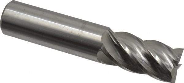 Accupro - 1", 2" LOC, 1" Shank Diam, 5" OAL, 5 Flute, Solid Carbide Square End Mill - Single End, ZrN Finish, Spiral Flute, 37° Helix, Centercutting, Right Hand Cut, Right Hand Flute - Eagle Tool & Supply