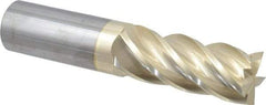 Accupro - 1", 2-1/2" LOC, 1" Shank Diam, 5" OAL, 5 Flute, Solid Carbide Square End Mill - Single End, ZrN Finish, Spiral Flute, 37° Helix, Centercutting, Right Hand Cut, Right Hand Flute - Eagle Tool & Supply