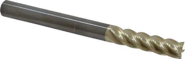 Accupro - 5/16", 1-1/4" LOC, 5/16" Shank Diam, 3-1/2" OAL, 5 Flute, Solid Carbide Square End Mill - Single End, ZrN Finish, Spiral Flute, 37° Helix, Centercutting, Right Hand Cut, Right Hand Flute - Eagle Tool & Supply