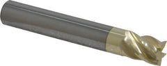 Accupro - 3/8", 1/2" LOC, 3/8" Shank Diam, 2-1/2" OAL, 5 Flute, Solid Carbide Square End Mill - Single End, ZrN Finish, Spiral Flute, 37° Helix, Centercutting, Right Hand Cut, Right Hand Flute - Eagle Tool & Supply