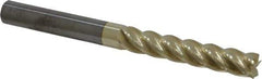 Accupro - 3/8", 2" LOC, 3/8" Shank Diam, 4" OAL, 5 Flute, Solid Carbide Square End Mill - Single End, ZrN Finish, Spiral Flute, 37° Helix, Centercutting, Right Hand Cut, Right Hand Flute - Eagle Tool & Supply