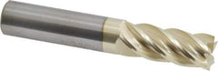 Accupro - 1/2", 1-1/4" LOC, 1/2" Shank Diam, 3" OAL, 5 Flute, Solid Carbide Square End Mill - Single End, ZrN Finish, Spiral Flute, 37° Helix, Centercutting, Right Hand Cut, Right Hand Flute - Eagle Tool & Supply