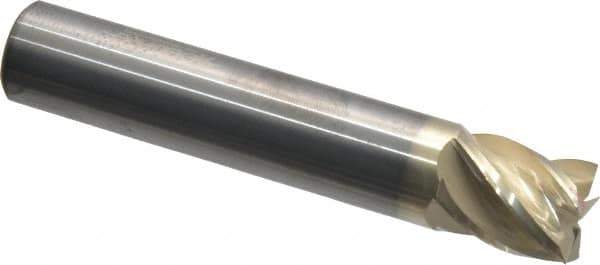 Accupro - 5/8", 3/4" LOC, 5/8" Shank Diam, 3-1/2" OAL, 5 Flute, Solid Carbide Square End Mill - Single End, ZrN Finish, Spiral Flute, 37° Helix, Centercutting, Right Hand Cut, Right Hand Flute - Eagle Tool & Supply