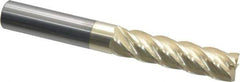 Accupro - 5/8", 2-1/2" LOC, 5/8" Shank Diam, 5" OAL, 5 Flute, Solid Carbide Square End Mill - Single End, ZrN Finish, Spiral Flute, 37° Helix, Centercutting, Right Hand Cut, Right Hand Flute - Eagle Tool & Supply