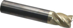 Accupro - 3/4", 1" LOC, 3/4" Shank Diam, 4" OAL, 5 Flute, Solid Carbide Square End Mill - Single End, ZrN Finish, Spiral Flute, 37° Helix, Centercutting, Right Hand Cut, Right Hand Flute - Eagle Tool & Supply