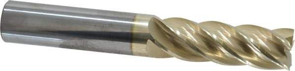 Accupro - 3/4", 2-1/4" LOC, 3/4" Shank Diam, 5" OAL, 5 Flute, Solid Carbide Square End Mill - Single End, ZrN Finish, Spiral Flute, 37° Helix, Centercutting, Right Hand Cut, Right Hand Flute - Eagle Tool & Supply