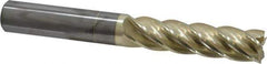 Accupro - 3/4", 3" LOC, 3/4" Shank Diam, 6" OAL, 5 Flute, Solid Carbide Square End Mill - Single End, ZrN Finish, Spiral Flute, 37° Helix, Centercutting, Right Hand Cut, Right Hand Flute - Eagle Tool & Supply