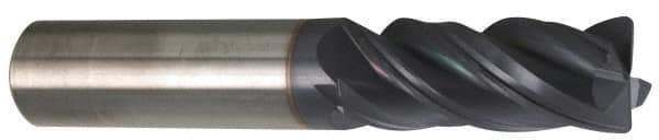 Accupro - 1", 2" LOC, 1" Shank Diam, 4" OAL, 4 Flute, Solid Carbide Square End Mill - Single End, AlTiN Finish, Spiral Flute, 37° Helix, Centercutting, Right Hand Cut, Right Hand Flute - Eagle Tool & Supply