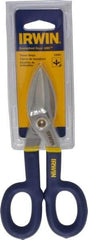 Irwin - 1-1/2" Length of Cut, Straight Pattern Tinner's Snip - 7" OAL, Vinyl Handle, 24 AWG Steel Capacity - Eagle Tool & Supply