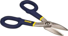 Irwin - 1-1/2" Length of Cut, Straight Pattern Tinner's Snip - 7" OAL, Vinyl Handle, 26 AWG Steel Capacity - Eagle Tool & Supply