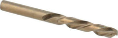 Irwin - 19/64" 135° Cobalt Jobber Drill - Bright Finish, Left Hand Cut, Spiral Flute, Straight Shank, 3-5/8" OAL, Split Point - Eagle Tool & Supply