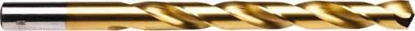 Irwin - 3/8" 135° High Speed Steel Jobber Drill - TiN Finish, Right Hand Cut, Spiral Flute, Straight Shank, 5" OAL, Split Point - Eagle Tool & Supply