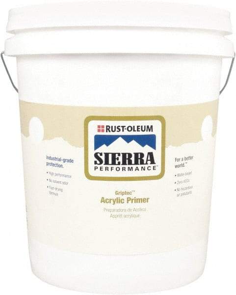 Rust-Oleum - 5 Gal White Water-Based Acrylic Enamel Primer - 180 to 545 Sq Ft Coverage, 0 gL Content, Quick Drying, Interior/Exterior - Eagle Tool & Supply