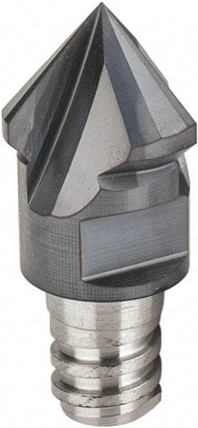 Iscar - MM EDF Grade IC908 Carbide Chamfer Milling Tip Insert - TiAlN Finish, 3 Flutes, 9.4mm Cutting Diam, 12.5mm Extension - Eagle Tool & Supply