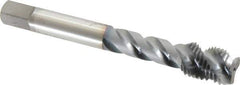 OSG - 7/16-20 UNF 3 Flute Modified Bottoming Spiral Flute Tap - Vanadium High Speed Steel, TiCN Finish, 3-5/32" OAL, Right Hand Flute, Right Hand Thread, Oversize, H7, Series 290 - Eagle Tool & Supply