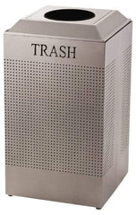 Rubbermaid - 29 Gal Silver Square Recycling Container - Steel, 32-3/8" High x 18-1/2" Long x 18-1/2" Wide - Eagle Tool & Supply