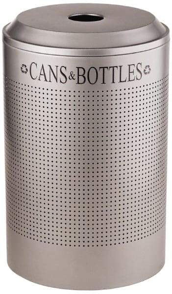 Rubbermaid - 26 Gal Silver Round Recycling Container - Steel, 30-7/8" High - Eagle Tool & Supply