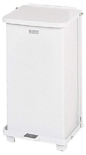 Rubbermaid - 12 Gal Square Unlabeled Trash Can - 23" High x 12" Long x 12" Wide, White, Steel - Eagle Tool & Supply