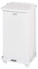 Rubbermaid - 12 Gal Square Unlabeled Trash Can - 23" High x 12" Long x 12" Wide, White, Steel - Eagle Tool & Supply