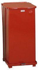 Rubbermaid - 24 Gal Square Unlabeled Trash Can - 30" High x 15" Long x 15" Wide, Red, Steel - Eagle Tool & Supply