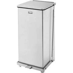 Rubbermaid - 24 Gal Square Unlabeled Trash Can - 30" High x 15" Long x 15" Wide, Stainless Steel - Eagle Tool & Supply