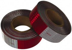 NMC - 50 Yard x 2 Inch Polyester Safety Tape - Red and White, Solid Color, Adhesive Back - Eagle Tool & Supply