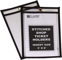 C-LINE - 25 Piece Clear Stitched Shop Ticket Holder - 8" High x 5" Wide - Eagle Tool & Supply