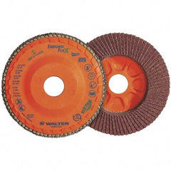 WALTER Surface Technologies - 80 Grit, 4-1/2" Disc Diam, 7/8" Center Hole, Zirconia Alumina Flap Disc - 13,300 Max RPM, Plastic Backing, Arbor Attaching System, Coated - Eagle Tool & Supply