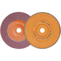 WALTER Surface Technologies - 40 Grit, 7" Disc Diam, 7/8" Center Hole, Zirconia Alumina Flap Disc - 8,600 Max RPM, Plastic Backing, Arbor Attaching System, Coated - Eagle Tool & Supply