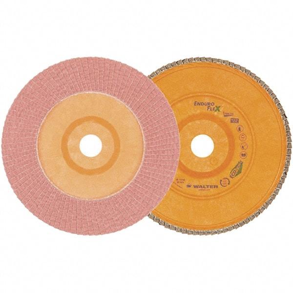WALTER Surface Technologies - 80 Grit, 7" Disc Diam, 7/8" Center Hole, Zirconia Alumina Flap Disc - 8,600 Max RPM, Plastic Backing, Arbor Attaching System, Coated - Eagle Tool & Supply